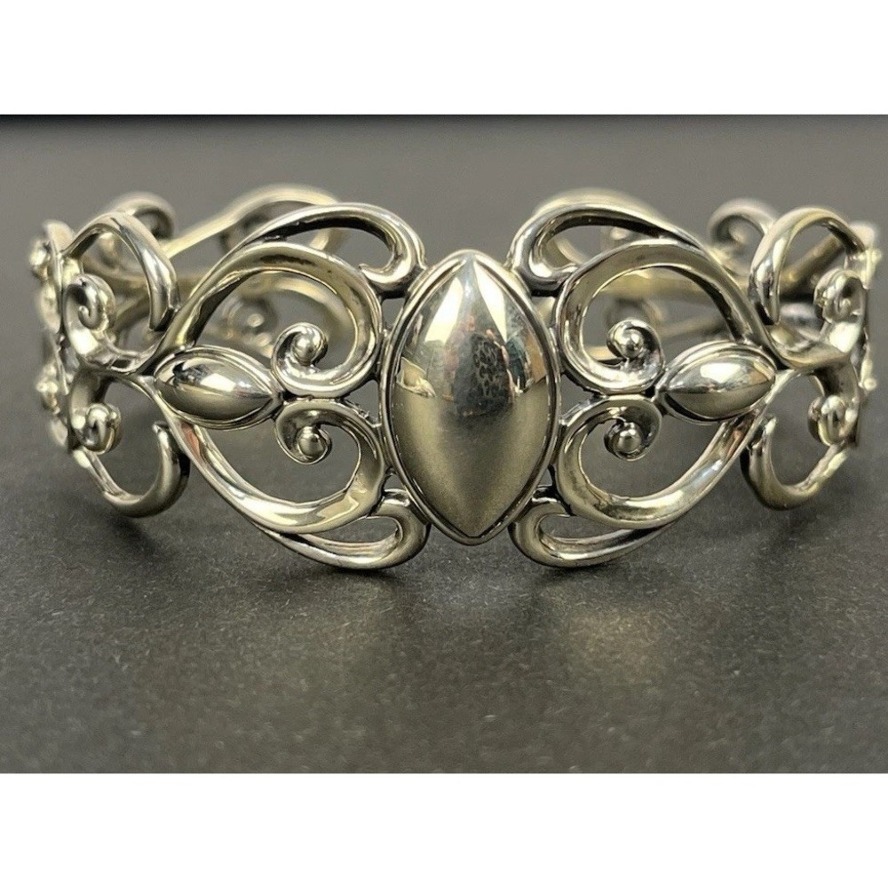Signed Relios Carolyn Pollack Sterling Silver Ornate Cuff Bracelet